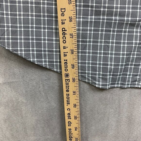 Peter Millar Mens Shirt Large White Black Plaid Button Up Summer Comfort Nylon - Picture 5 of 7